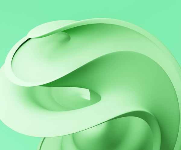 Creative abstract shapes in mint green on dark background